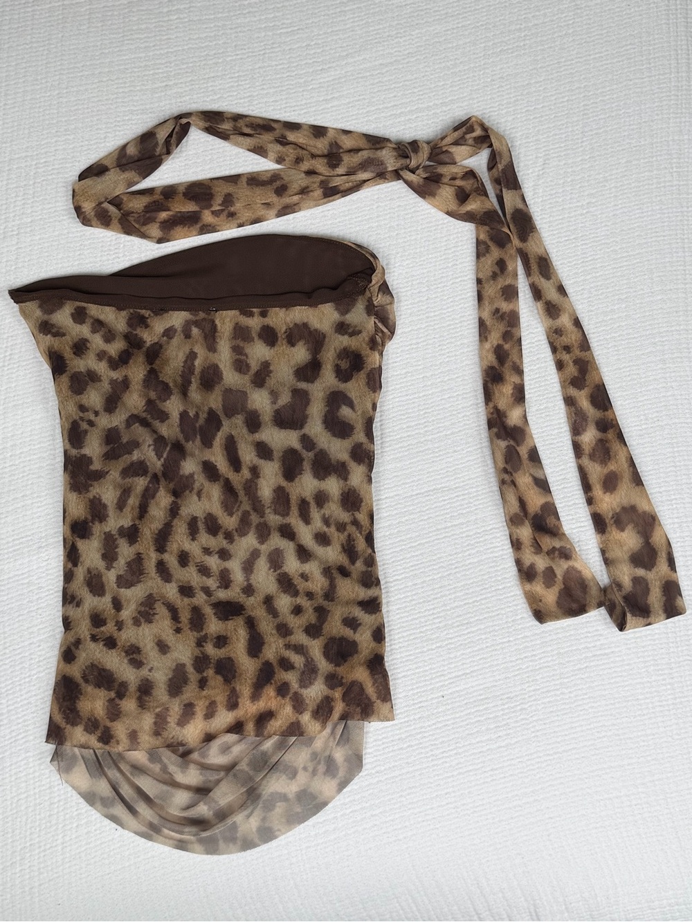 Viral Zara Cheetah Print Mesh Tube Top with Scarf - Picture 6 of 6
